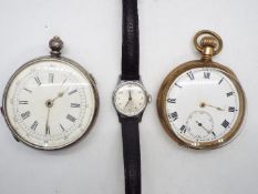 A Swiss silver cased pocket watch and one other.