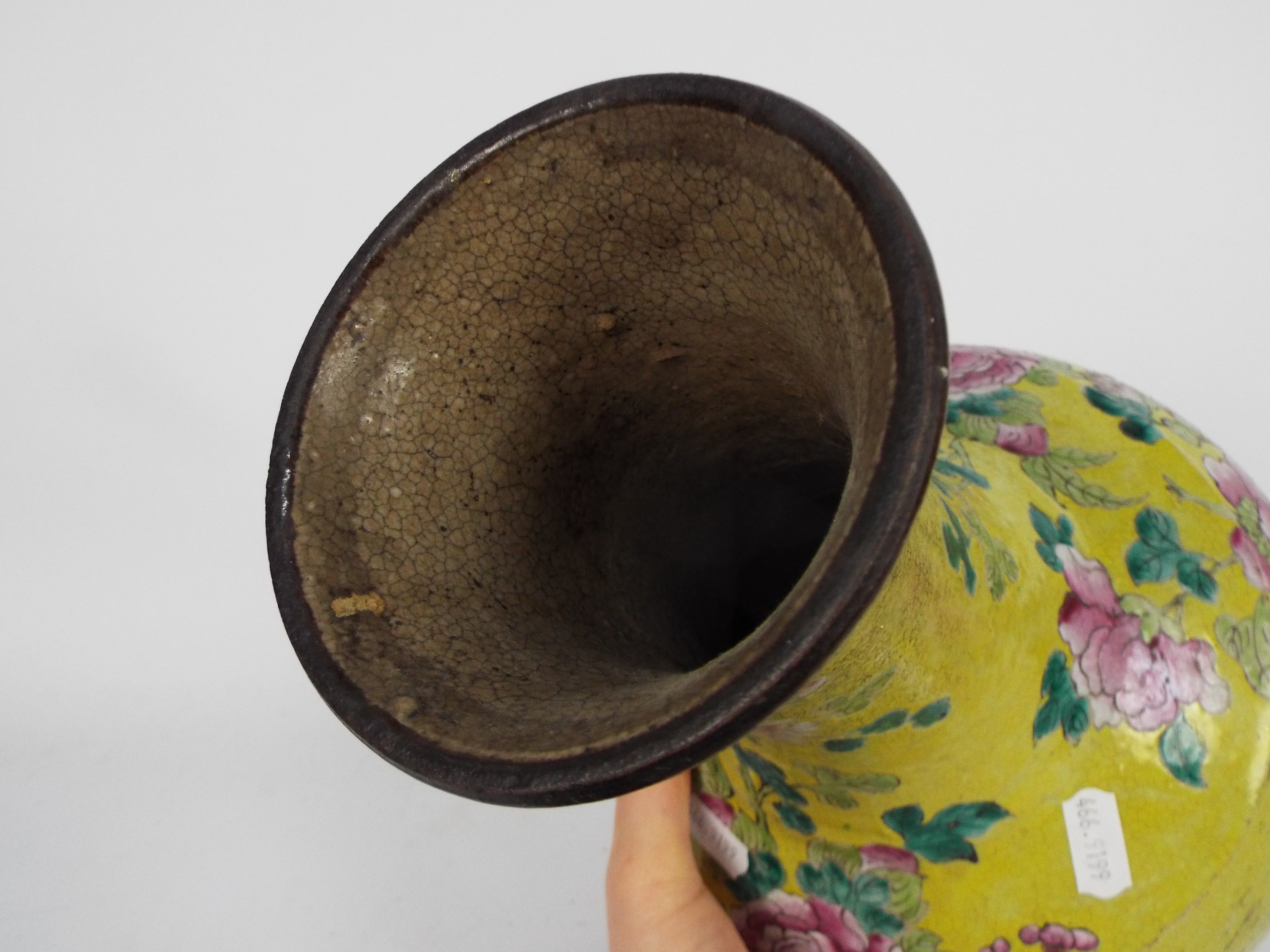 A vase decorated with chrysanthemum against a yellow ground, - Image 11 of 13