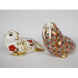 Royal Crown Derby - A walrus form paperweight with gold stopper,