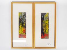 Sandy Hillyer - A pair of abstract acrylics, mounted and framed under glass,