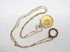 A Victorian sovereign (full), 1890, in 9ct gold pendant mount (1.