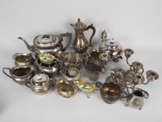 Two boxes of various plated ware to include teapots, coffee pot, cream jugs, sugar bowls,