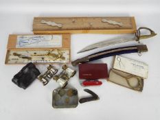 Collectables to include opera glasses, penknives, sailing navigational equipment and similar.