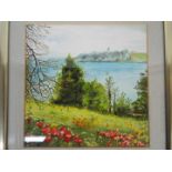 A watercolour landscape scene, lakeside scene, signed lower right by the artist,
