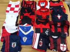 Football Shirts - a job lot of 14 soccer jerseys to include AC Milan and others,