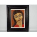 Attributed to Theodore Major (1908 - 1999) - A framed oil on board abstract portrait of a lady,