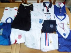 Football / Rugby shirts - 9 soccer / rugby jerseys of which five with shorts,