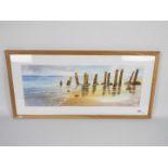 A watercolour coastal landscape scene, signed lower right by the artist Suzanne McQuade,