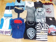 A job lot of 13 sweatshirts, various brands to include Le Coq, Cotton Traders, Hard Rock Café, etc,