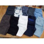 Jeans, Casual wear, Summer wear, etc - a job lot of 10 pairs of trousers, predominantly waist 34,