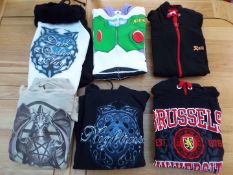 Six sweatshirts, various brands, sizes M & L,