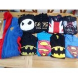A job lot of 8 sweatshirts, Batman, Superman, etc, various makes and sizes,