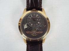 Fossil - a Fossil Twist wrist watch with rose gold-tone stainless steel case with a brown leather