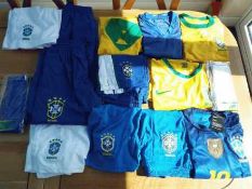 Football - a job lot of Brasil sportswear comprising 5 jerseys, 5 shorts, 1 track suit bottoms,