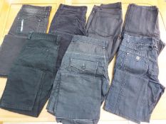 A job lot of 7 pairs of Jeans, all different, predominantly size 34w,