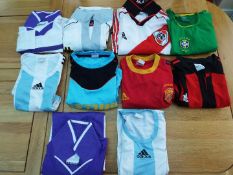 Football shirts - 10 ional and club football shirts, AEK, Brasil, Argentina, ARP, etc,