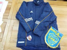 Football - a Real Madrid pre-match waterproof jacket, size UK 40/42,