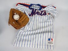 Baseball - A New York Mets baseball jersey (no size stated but presumed L) and a Spalding baseball