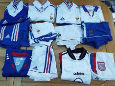 Football shirts and shorts - a job lot of six sets of shorts and shorts, predominantly FFF (France),