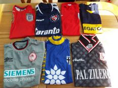 Football shirts - 7 x football shirts, Olympiacos, England (Lampard 8 to the back),