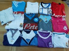 Football shirts - 13 x shirts, Monaco, Napoli, Ajax, etc, all different, unused retail stock,