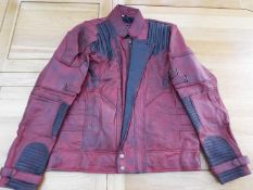 A Real Leather zip front jacket, red and black, soft leather, size L,