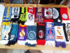 Football - a job lot of football scarves, 'AC Milan v Barcelona' 2011, Ajax, Real Madrid, AC Milan,