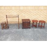 Lot to include a turned wood towel rail,