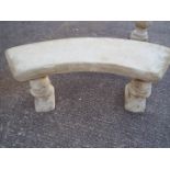 Garden Stoneware - A reconstituted stone garden bench with curved seat on squirrel form plinths