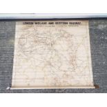 Railwayana - A vintage London, Midland And Scottish Railways scroll map,