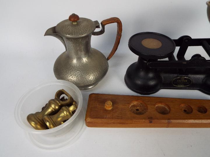 Liberty & Co - A Tudric coffee pot, pattern 1324 and a set of kitchen scales and weights. - Image 3 of 5