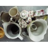 Mixed ceramics to include jugs, vases, plates and similar.