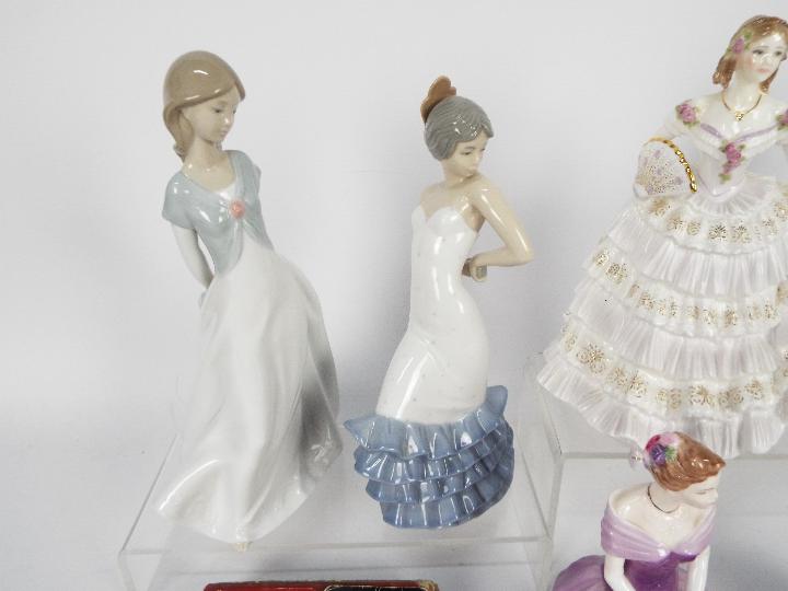 A collection of figurines comprising two Nao, one Wedgwood, one Royal Worcester and one Coalport, - Image 3 of 6