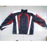 Casky Biker Apparel - a red, white and black biker's jacket with detachable inner lining, size M,