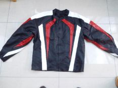 Casky Biker Apparel - a red, white and black biker's jacket with detachable inner lining, size M,