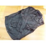Barneys - a black soft leather, zip front jacket, size M,