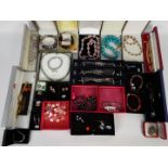 Various pieces of boxed costume jewellery to include rings, earrings, necklaces,