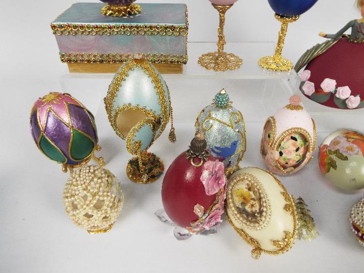 A quantity of decorative egg ornaments, some with stands. - Image 3 of 4