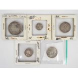 Silver coins to include 1967 Canadian quarter dollar, 1904 Canadian 10 cents, 1917 French 1 franc,