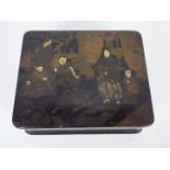 An Oriental lacquered box with hinged lid,