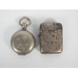 A small Victorian vesta case with engraved decoration, Birmingham assay 1889,