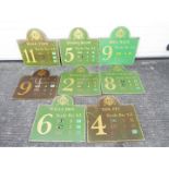 The Golf Sign Co - A quantity of eight dark-green-coloured metal golf-course signs.