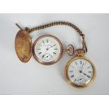 A gold plated full hunter pocket watch and one other.