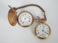 A gold plated full hunter pocket watch and one other.