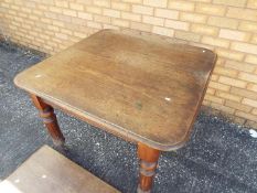 A Victorian extending dining table, 110 cm x 110 cm top,
