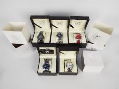 Five boxed fashion watches by Primetimes comprising three Mariner,