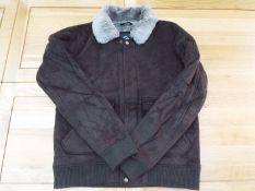 Quicksilver Premium Series - a brown faux suede zip front jacket, size L,