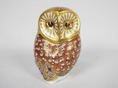Royal Crown Derby - A Barn Owl paperweight with gold stopper, 11 cm (h).