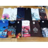 A job lot of 12 various tee shirts, predominantly pictorial images on various colours, sizes M,