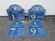 Sutton Hall Golf Club - Nineteen golf-course signs depicting hole location, hole number, par number,